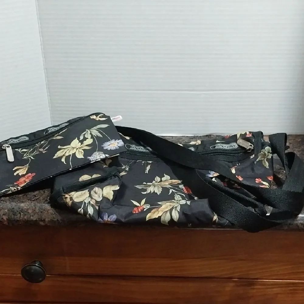LeSportsac Black Floral Crossbody Bag